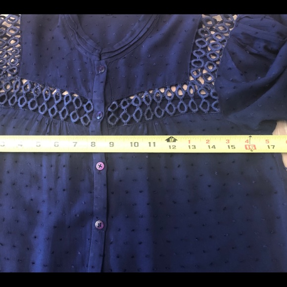 Anthropologie Navy blue blouse with cutout accents - Picture 12 of 15